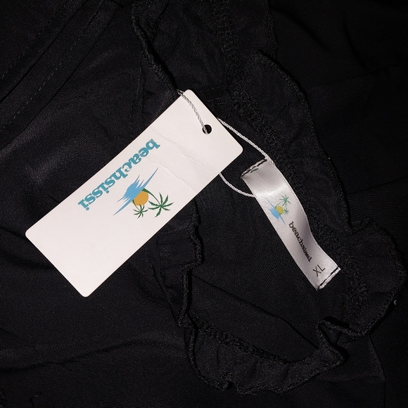 Gothic Wednesdayesque Smocked Ruffle Sleeve Dress Beachsissi XL NWT - Picture 5 of 12